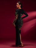 Gold Beadwork Luxury Bandage Maxi Gown