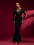 Gold Beadwork Luxury Bandage Maxi Gown