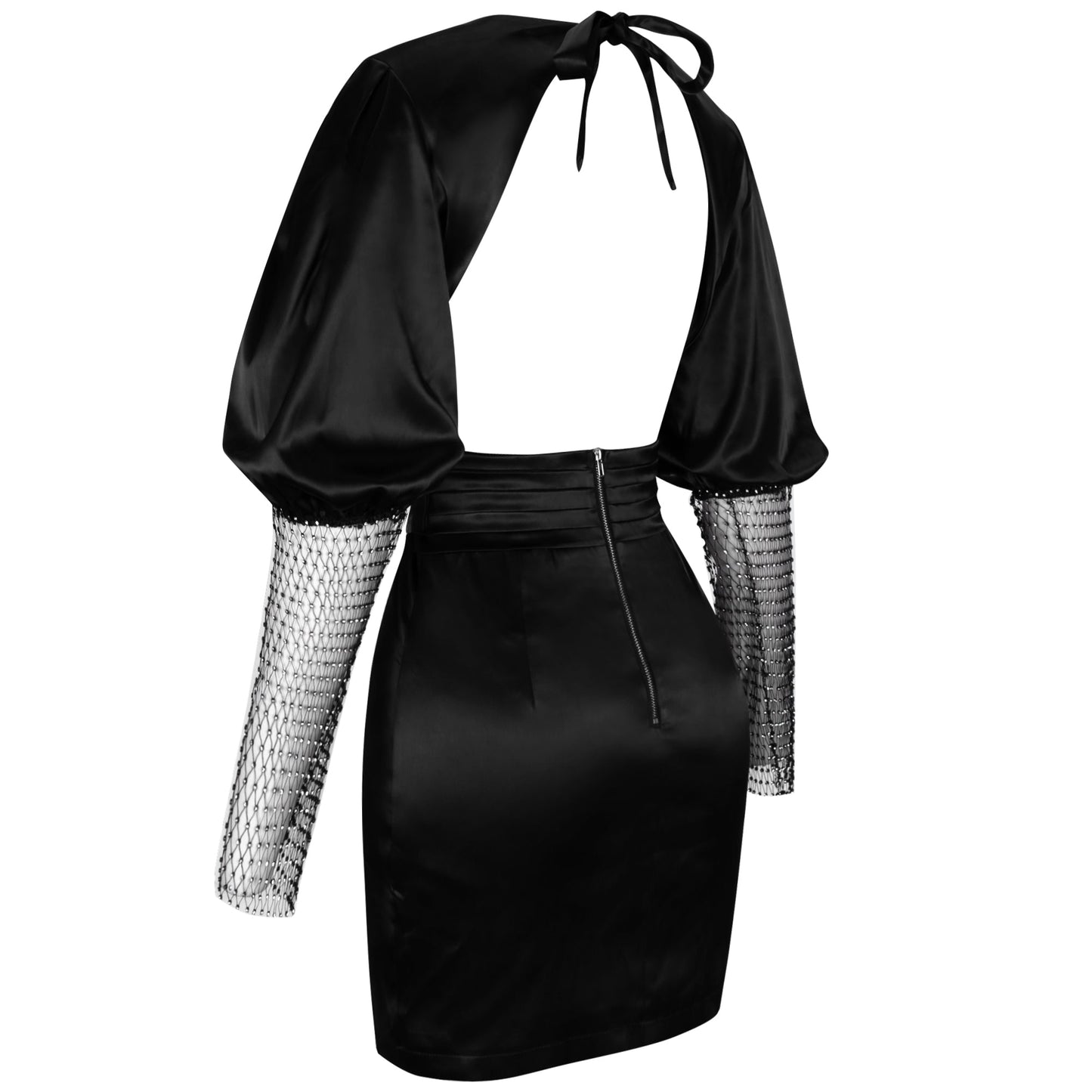V Neck Studded Sleeve Mini Gravity Bodycon Dress FP19408