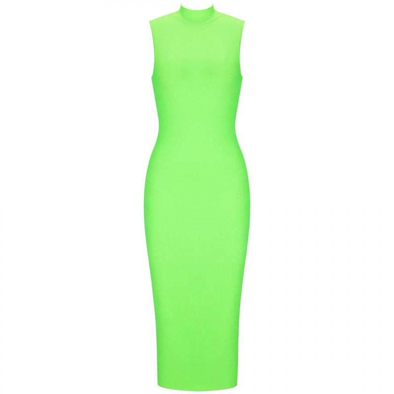 High Neck Sleeveless Plain Over Knee Bandage Dress PF19072 26 in wolddress