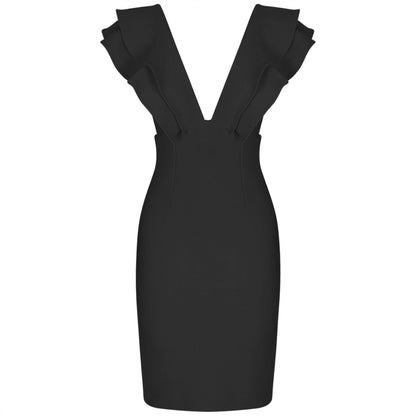 V Neck Sleeveless Frill Over Knee Bandage Dress PM19225 17 in wolddress