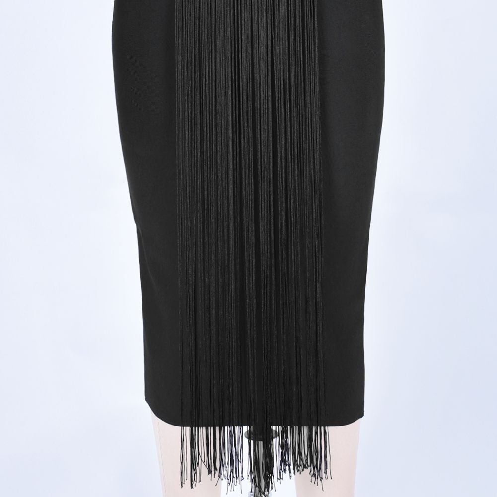 Strapless Sleeveless Tassels Over Knee Bandage Dress PF19034 42 in wolddress