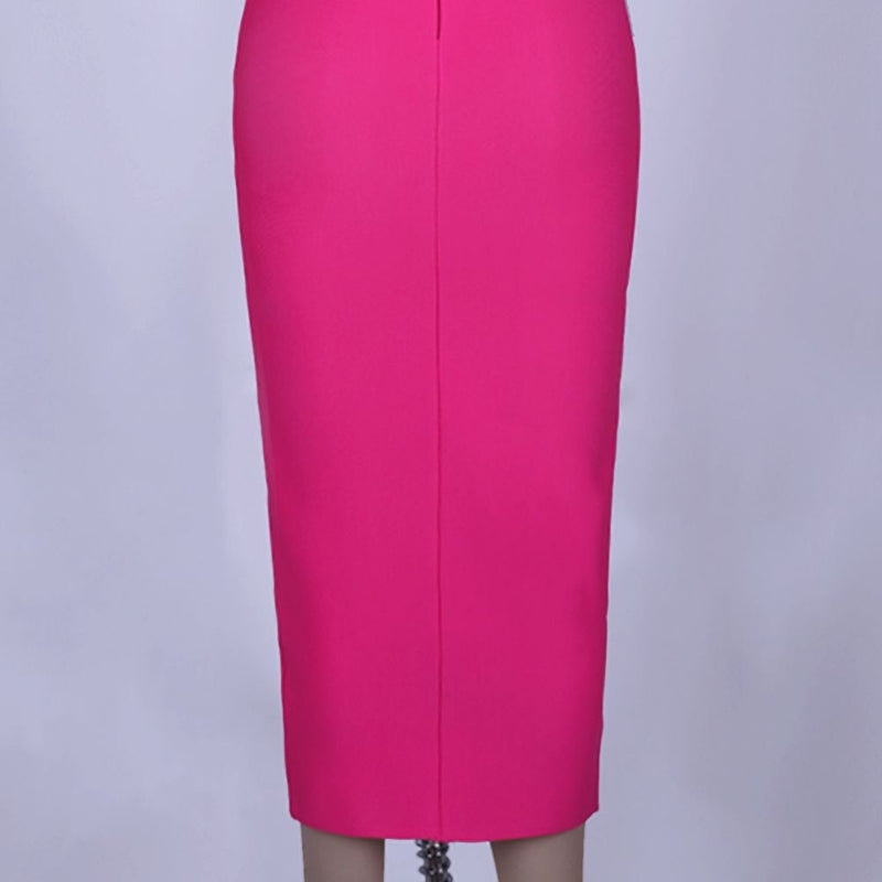 High Neck Sleeveless Plain Over Knee Bandage Dress PF19072 8 in wolddress