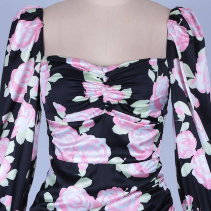 Square Collar Long Sleeve Puff Sleeve Mini Bodycon Dress HI1083 4 in wolddress