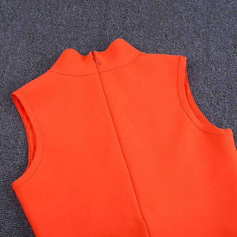 High Neck Sleeveless Plain Over Knee Bandage Dress PF19072 22 in wolddress