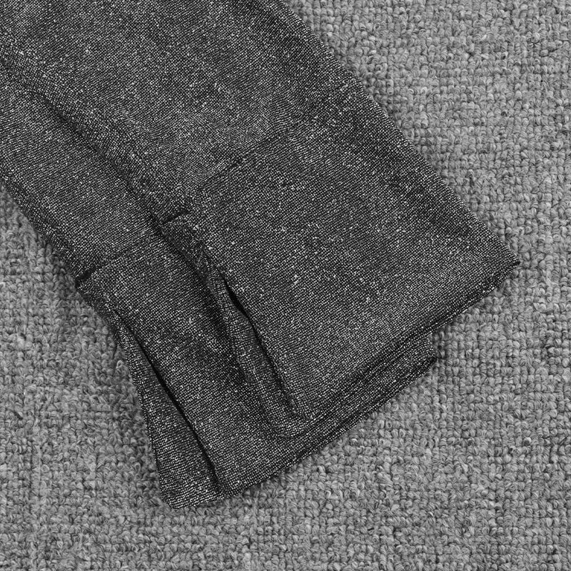Round Neck Long Sleeve Wrinkled Mini Bodycon Dress HI1127 10 in wolddress
