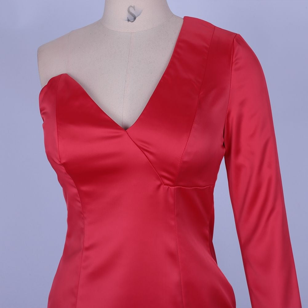 One Shoulder Long Sleeve Asymmetrical Mini Bodycon Dress HI1118 6 in wolddress