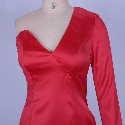 One Shoulder Long Sleeve Asymmetrical Mini Bodycon Dress HI1118 6 in wolddress