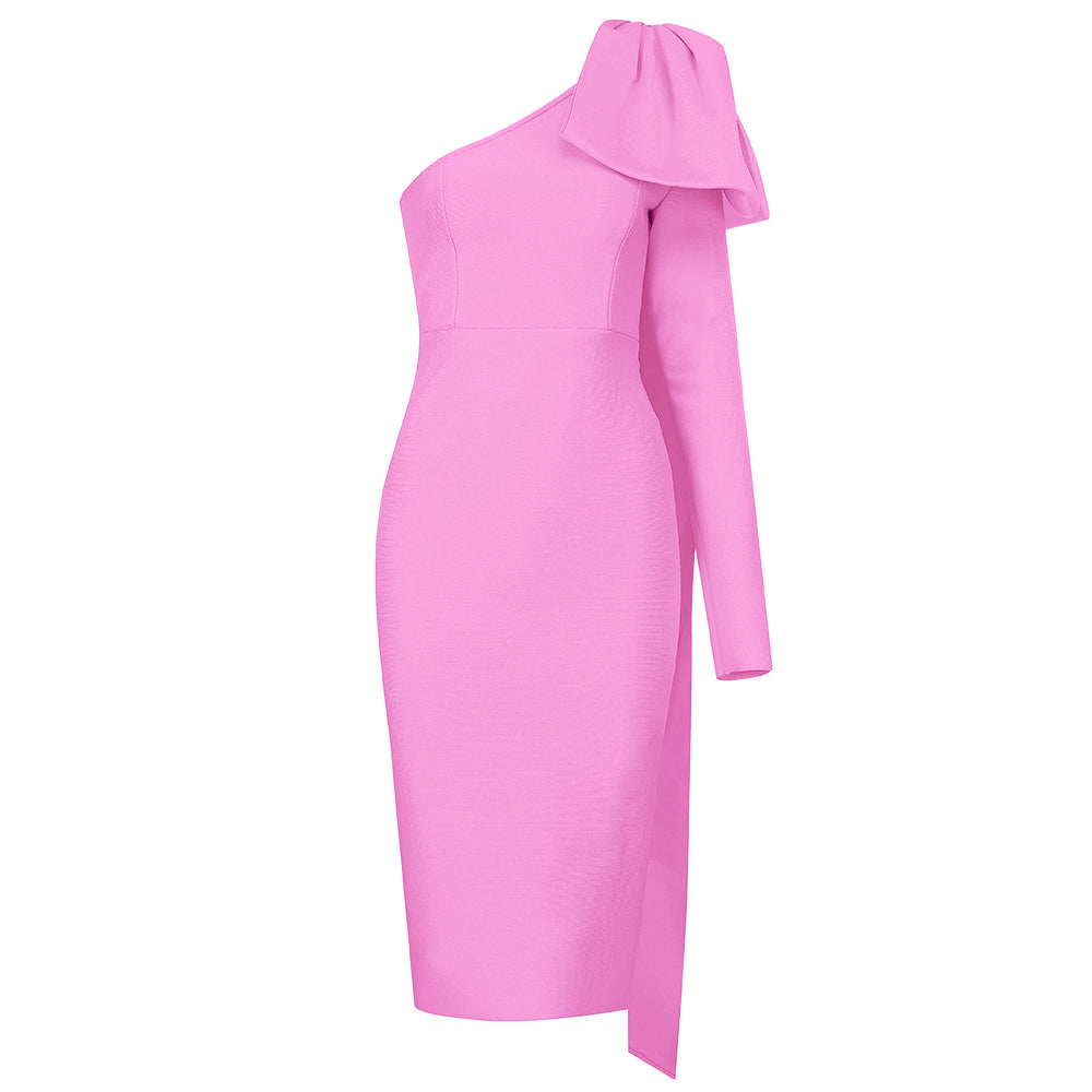 Bowknot Asymmetrical One Sleeve Bandage Dress PP19348 8 in wolddress