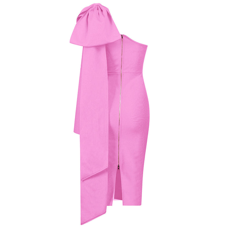 Bowknot Asymmetrical One Sleeve Bandage Dress PP19348 9 in wolddress
