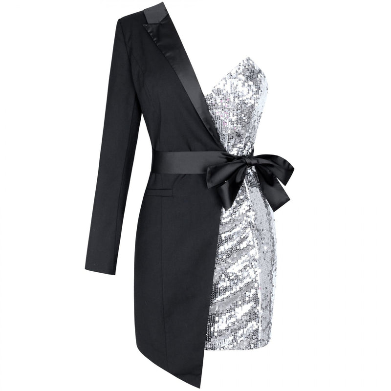One Shoulder Long Sleeve Sequined Mini Bodycon Dress FSY19185 5 in wolddress