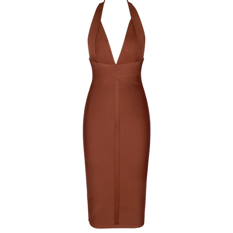 Halter Sleeveless Plain Over Knee Bandage Dress PF19008 46 in wolddress