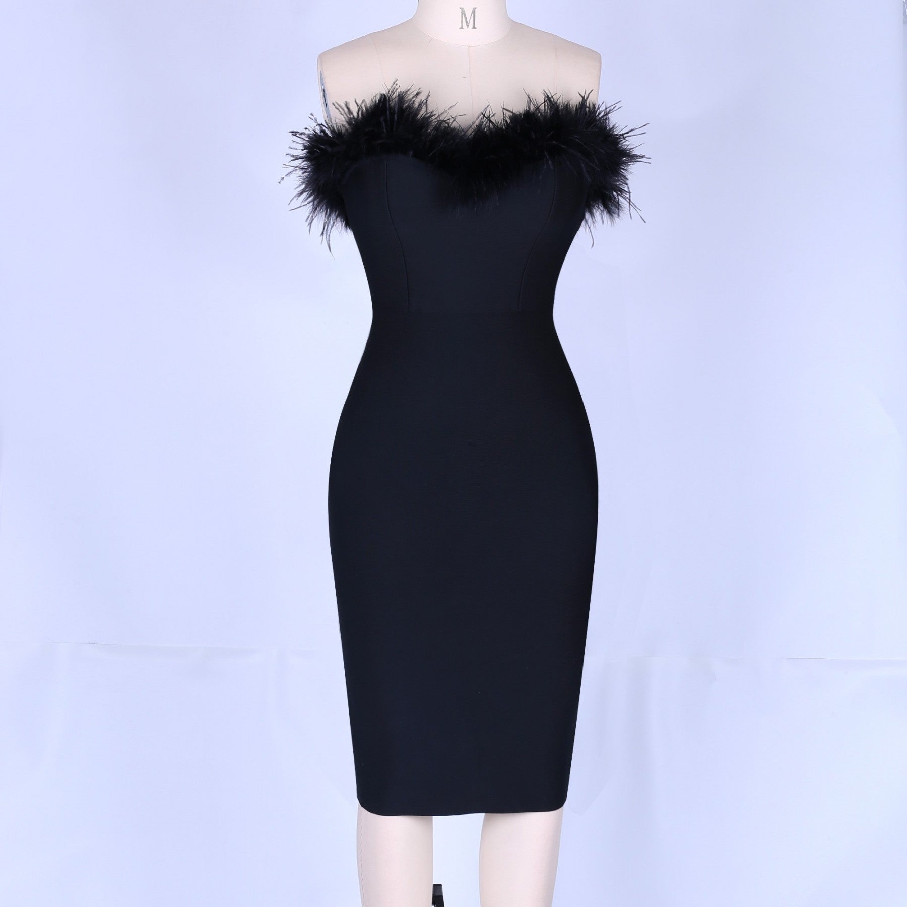 Strapless Sleeveless Plume Mini Bandage Dress PF1108 6 in wolddress