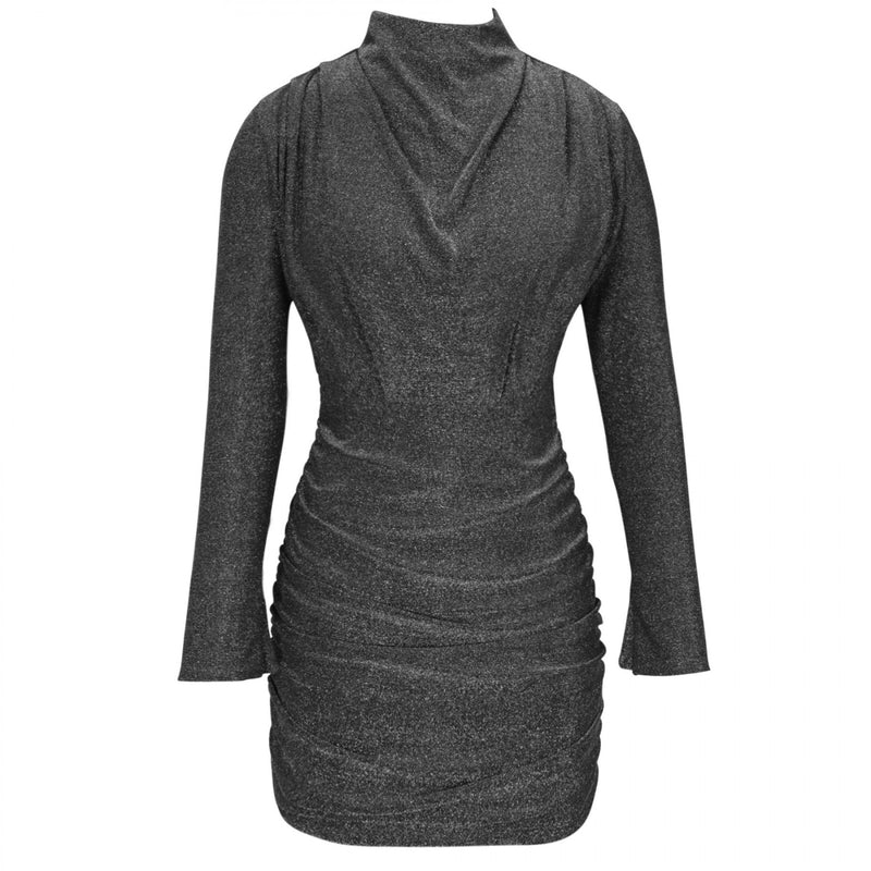 Round Neck Long Sleeve Wrinkled Mini Bodycon Dress HI1127 3 in wolddress