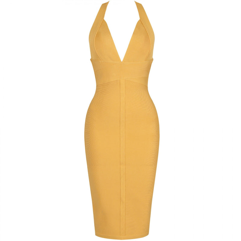 Halter Sleeveless Plain Over Knee Bandage Dress PF19008 7 in wolddress