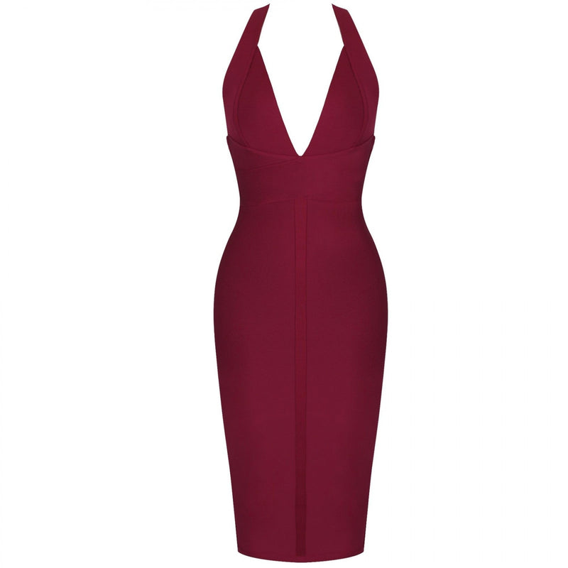 Halter Sleeveless Plain Over Knee Bandage Dress PF19008 20 in wolddress
