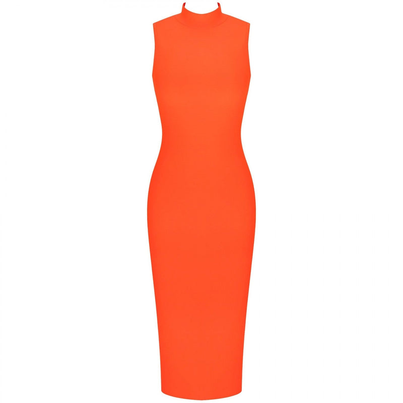 High Neck Sleeveless Plain Over Knee Bandage Dress PF19072 14 in wolddress