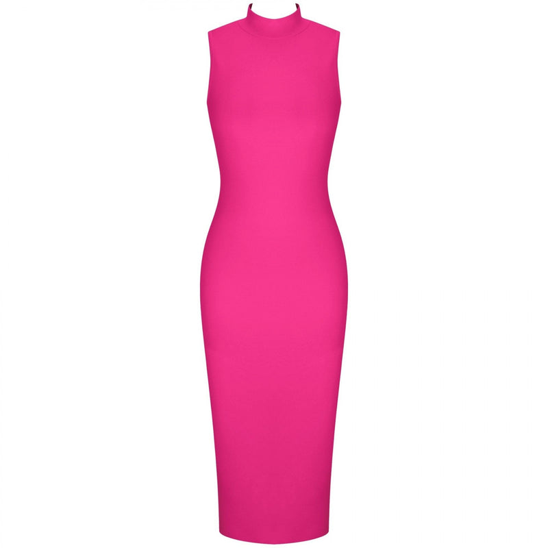 High Neck Sleeveless Plain Over Knee Bandage Dress PF19072 3 in wolddress