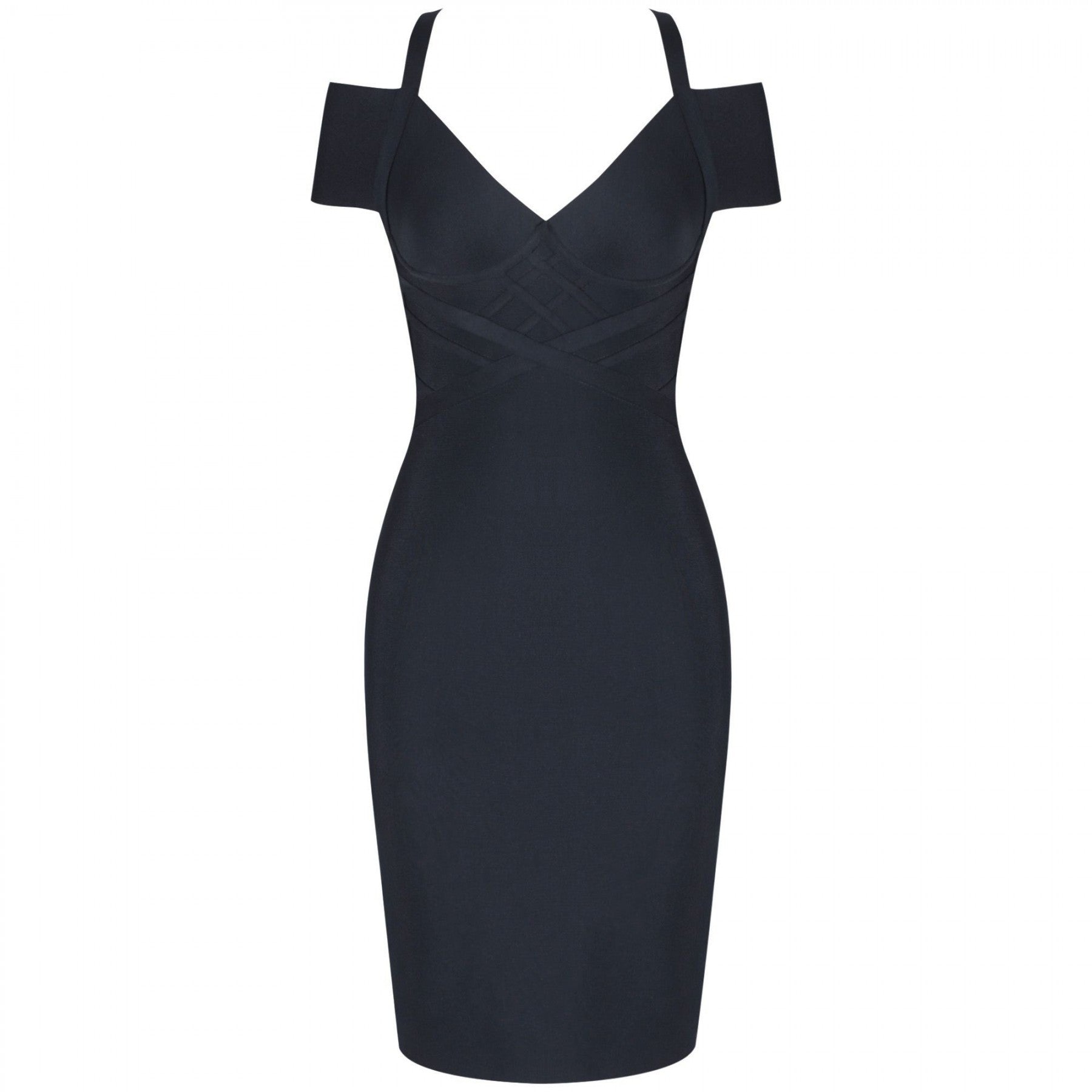 V Neck Mid Sleeve Striped Over Knee Bandage Dress PF19089 72 in wolddress