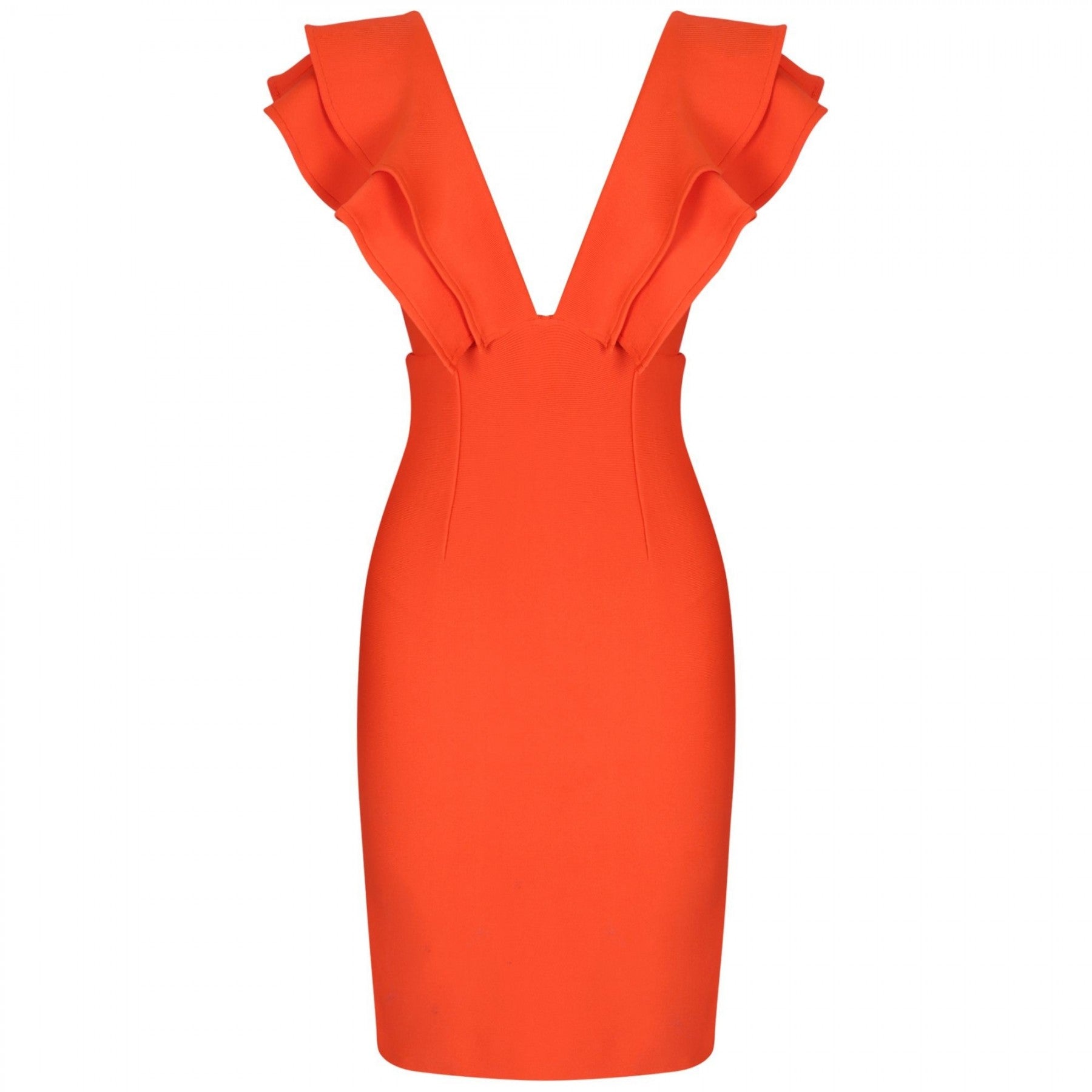 V Neck Sleeveless Frill Over Knee Bandage Dress PM19225 4 in wolddress