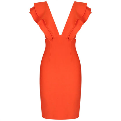 V Neck Sleeveless Frill Over Knee Bandage Dress PM19225 4 in wolddress