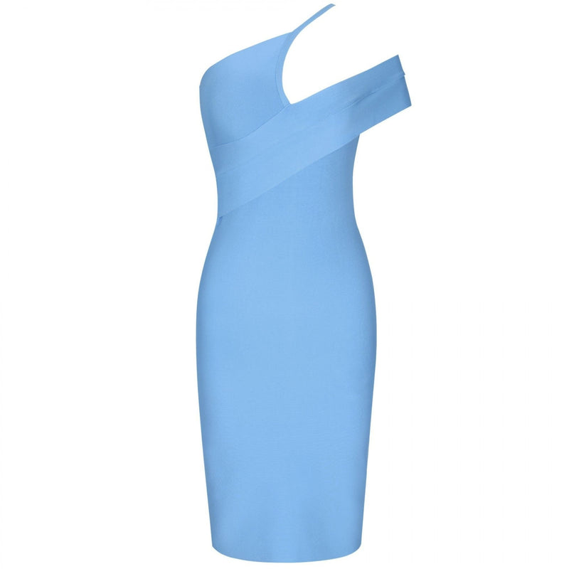 One Shoulder Short Sleeve Asymmetrical Over Knee Bandage Dress PZ19198 4 in wolddress