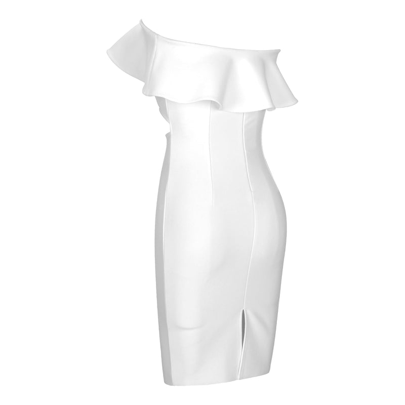 White Strapless High Waist Hollow Out Bandage Dress PP091910