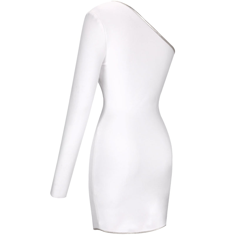 One Sleeve Asymmetrical Mini Bandage Dress PF091907