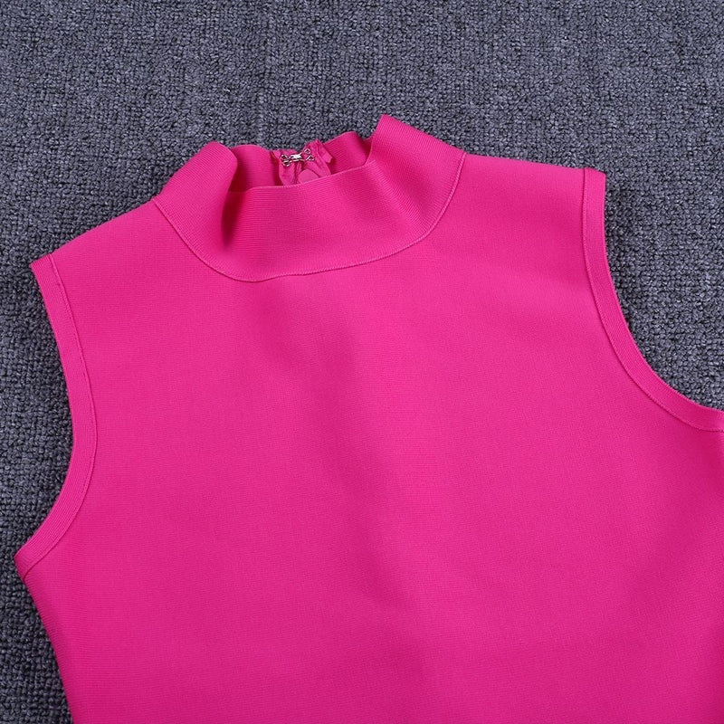 High Neck Sleeveless Plain Over Knee Bandage Dress PF19072 9 in wolddress