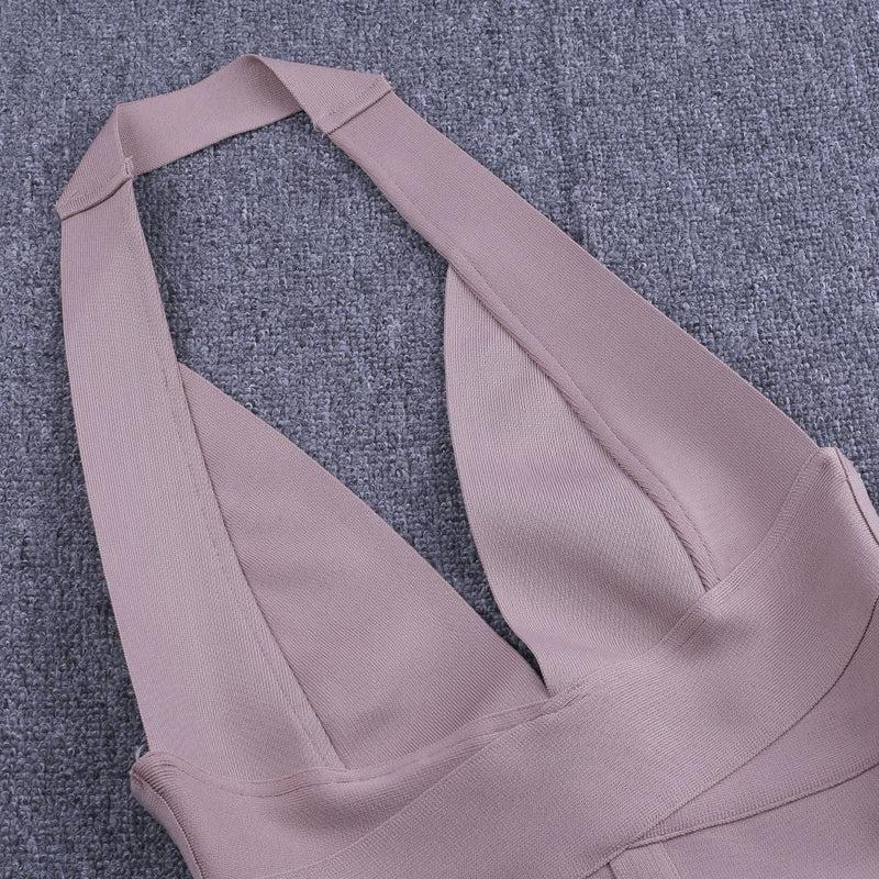 Halter Sleeveless Plain Over Knee Bandage Dress PF19008 58 in wolddress