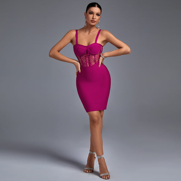 Strappy Sleeveless Striped Mini Bandage Dress PF20012