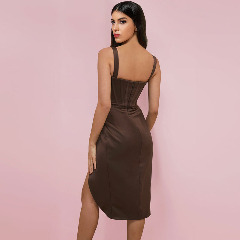 Strappy Sleeveless Striped Midi Bodycon Dress HI1217