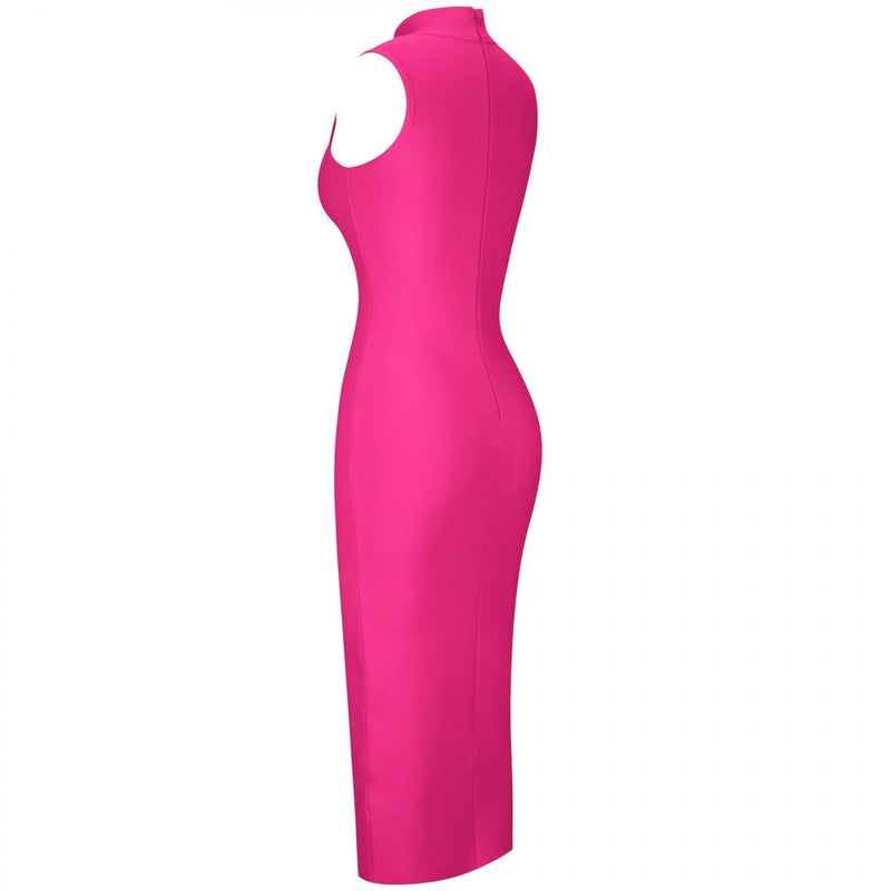 High Neck Sleeveless Plain Over Knee Bandage Dress PF19072 4 in wolddress
