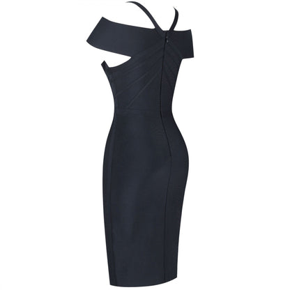 V Neck Mid Sleeve Striped Over Knee Bandage Dress PF19089 73 in wolddress