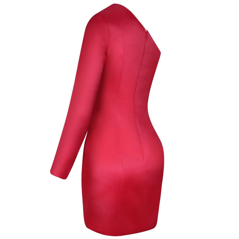 One Shoulder Long Sleeve Asymmetrical Mini Bodycon Dress HI1118 4 in wolddress