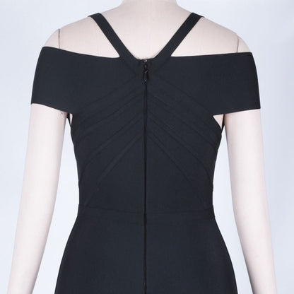 V Neck Mid Sleeve Striped Over Knee Bandage Dress PF19089 76 in wolddress