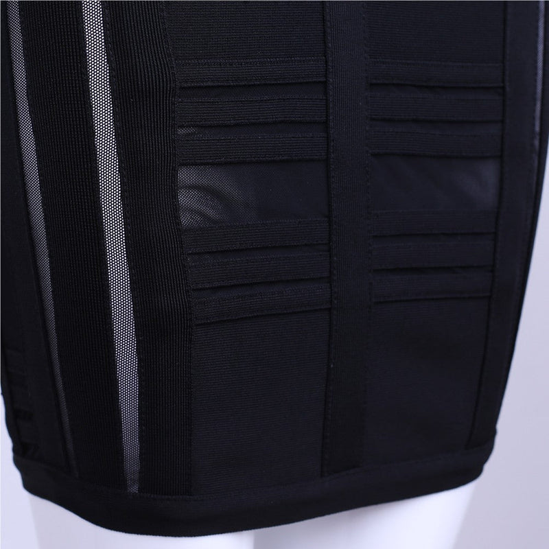 Strappy Long Sleeve Sidestripe Over Knee Bandage Dress HK012 18 in wolddress