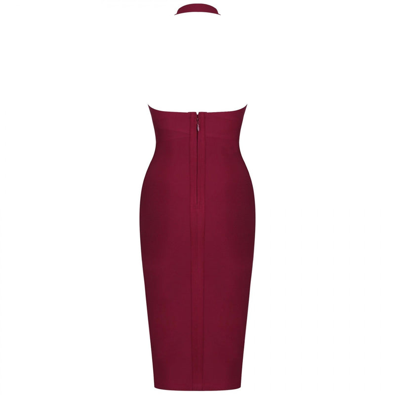 Halter Sleeveless Plain Over Knee Bandage Dress PF19008 22 in wolddress