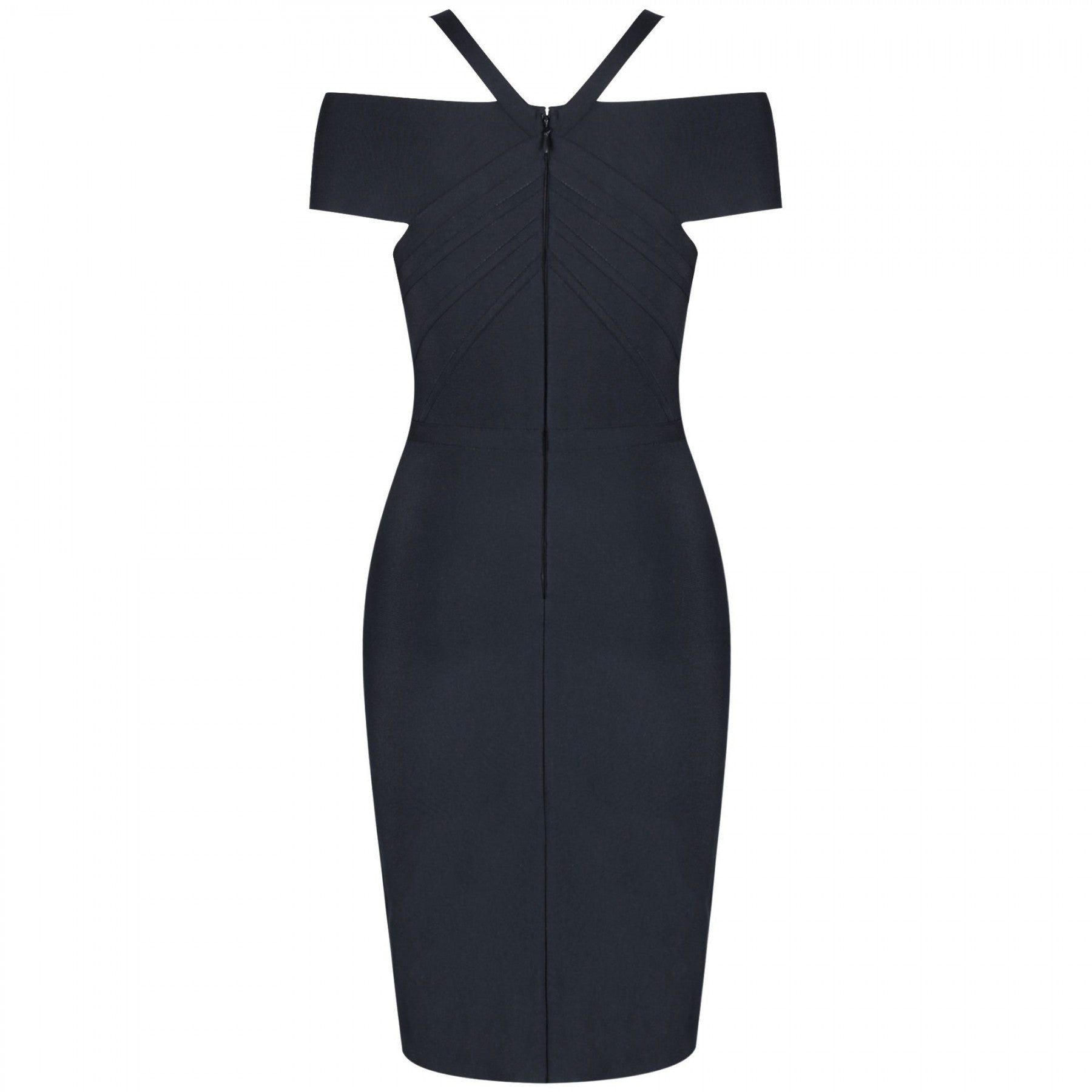 V Neck Mid Sleeve Striped Over Knee Bandage Dress PF19089 74 in wolddress