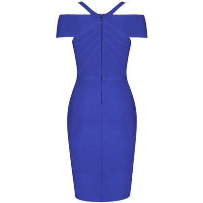 V Neck Mid Sleeve Striped Over Knee Bandage Dress PF19089 37 in wolddress
