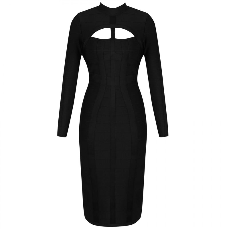 High Neck Long Sleeve Cut Out Over Knee Bandage Dress PP1103 24 in wolddress