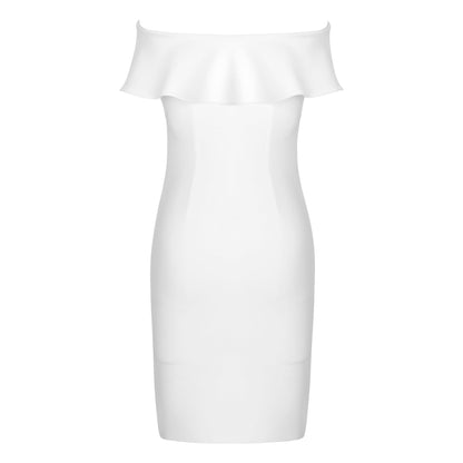 White Strapless High Waist Hollow Out Bandage Dress PP091910