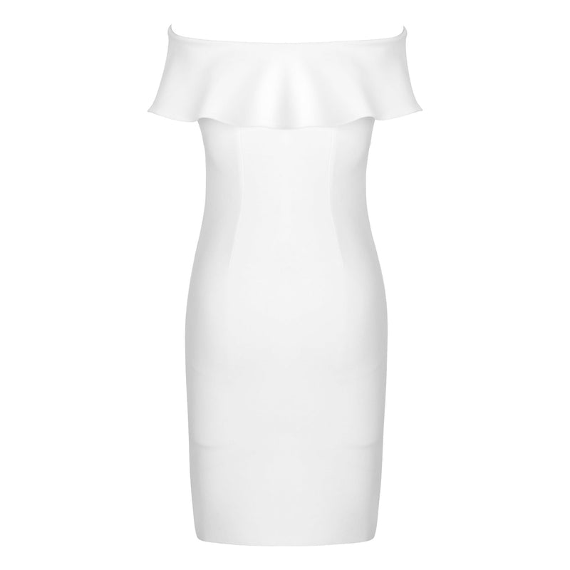 White Strapless High Waist Hollow Out Bandage Dress PP091910