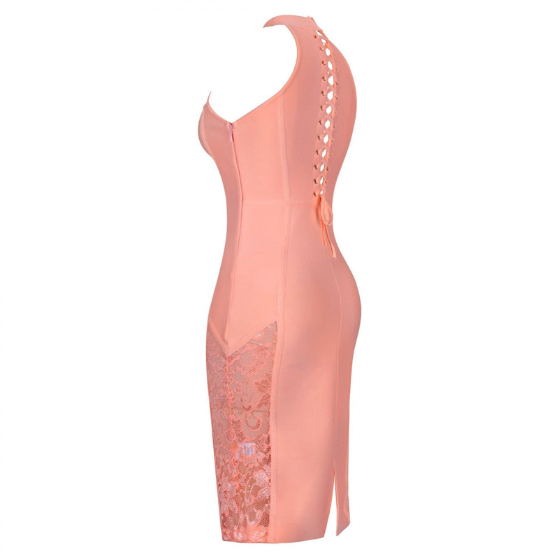 High Neck Sleeveless Striped Over Knee Bandage Dress PP19199 4 in wolddress