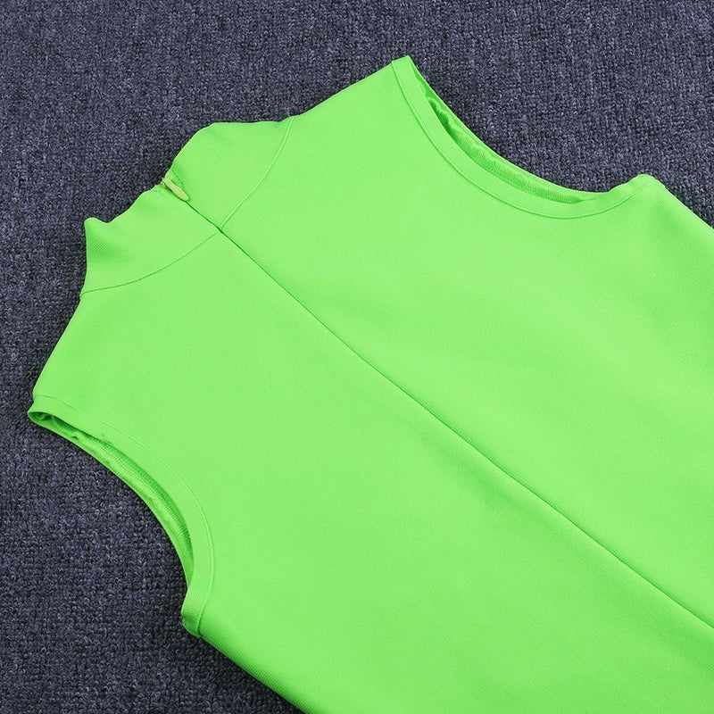 High Neck Sleeveless Plain Over Knee Bandage Dress PF19072 30 in wolddress