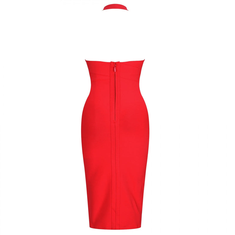 Halter Sleeveless Plain Over Knee Bandage Dress PF19008 29 in wolddress