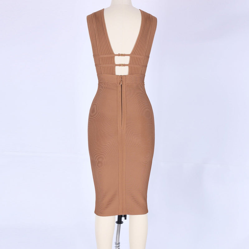 V Neck Sleeveless Hollow Out Midi Bandage Dress PF0803 14 in wolddress