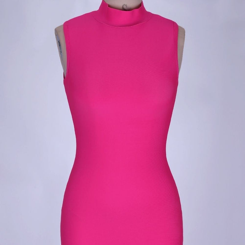 High Neck Sleeveless Plain Over Knee Bandage Dress PF19072 6 in wolddress