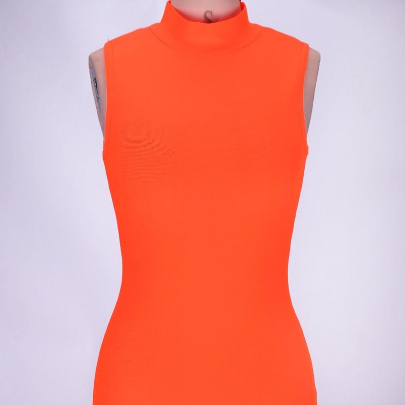 High Neck Sleeveless Plain Over Knee Bandage Dress PF19072 17 in wolddress