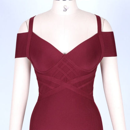 V Neck Mid Sleeve Striped Over Knee Bandage Dress PF19089 16 in wolddress